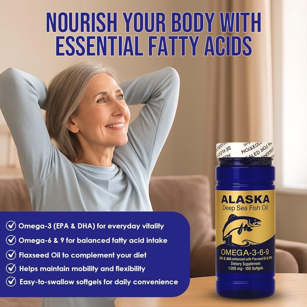NCB Alaska Deep Sea Fish Oil Omega 3-6-9 Softgels, EPA DHA, 100 Count