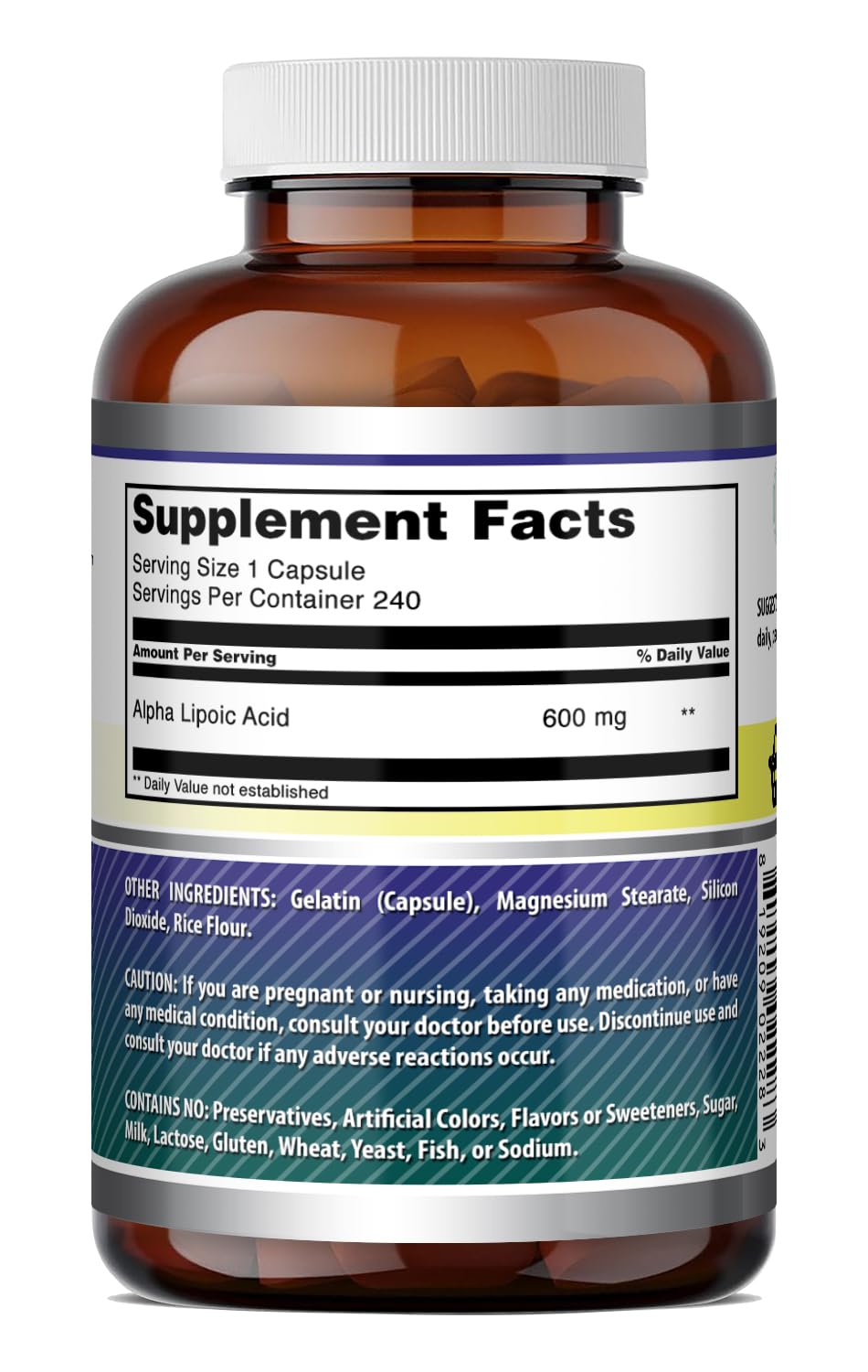 Amazing Formulas Alpha Lipoic Acid | 600 Mg Per Serving Supplement | Capsules | Non-GMO | Gluten Free | Made in USA (1 Pack | 120 Count)