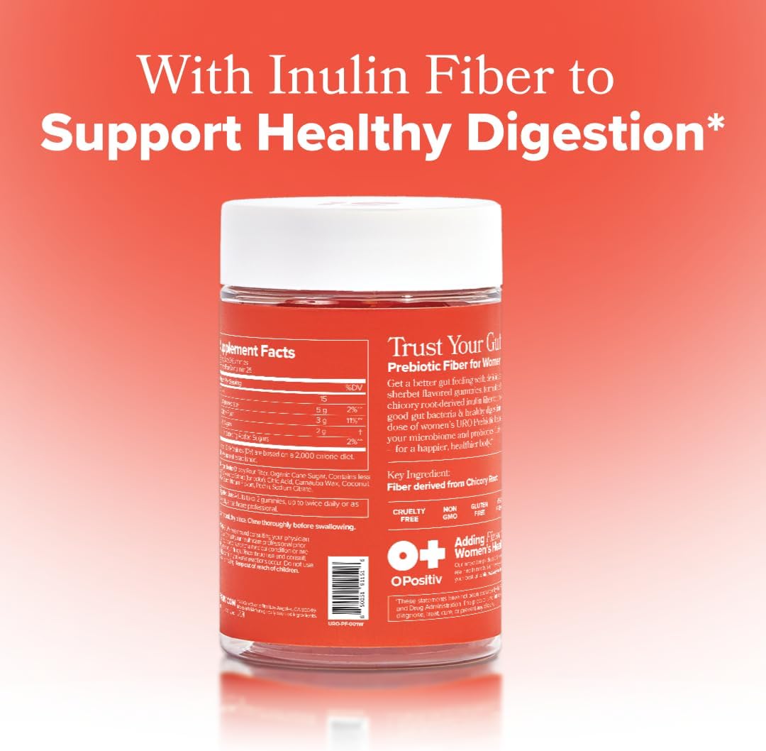 URO Fiber Gummies for Gut Health – Chicory Root Inulin – 30-Day Supply