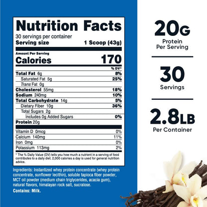 Nutricost Meal Replacement Shake Powder (Vanilla), 30 Servings - Protein, Non-GMO