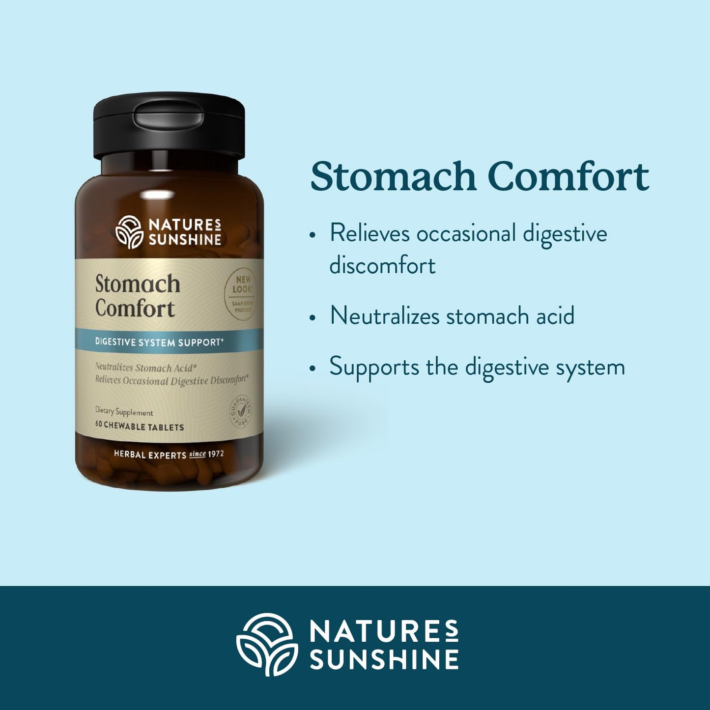 Nature's Sunshine Stomach Comfort, 60 Chewable Tablets | Helps Neutralize Acid and Soothe the Stomach by Supporting Digestion