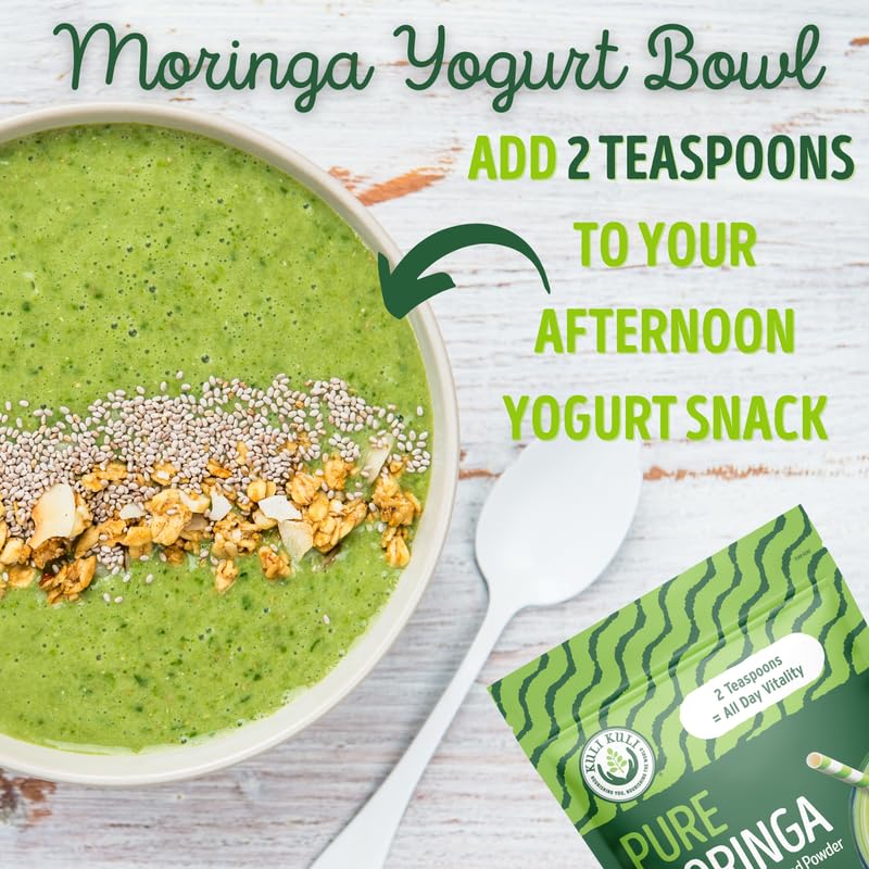 Kuli Kuli Moringa Oleifera Organic Leaf Powder & Green Smoothie, 100% Pure USDA