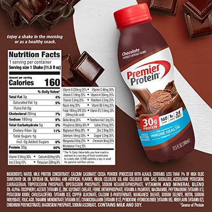 Premier Protein Shake, Chocolate, 30g Protein 1g Sugar 24 Vitamins Minerals Nutrients