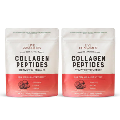 Live Conscious Collagen Peptides Powder - Naturally-Sourced Hydrolyzed Collagen Powder - Hair, Skin, Nail, and Joint Support - Type I & III Grass-Fed Collagen Supplements for Women and Men - 16oz