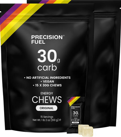 Precision Fuel PF30 Chew Energy Chews - Carbohydrate Fuel for Endurance, Lightweight & Portable, 30g Carbs - Ideal for Long Runs, Rides & Workouts -Original Flavour (15 Chews)