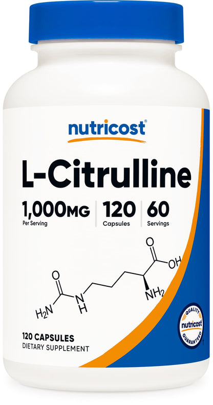 Nutricost L-Citrulline 1500mg, 180 Capsules - 750mg Per Capsule, Gluten Free, Non-GMO, Packaging May Vary