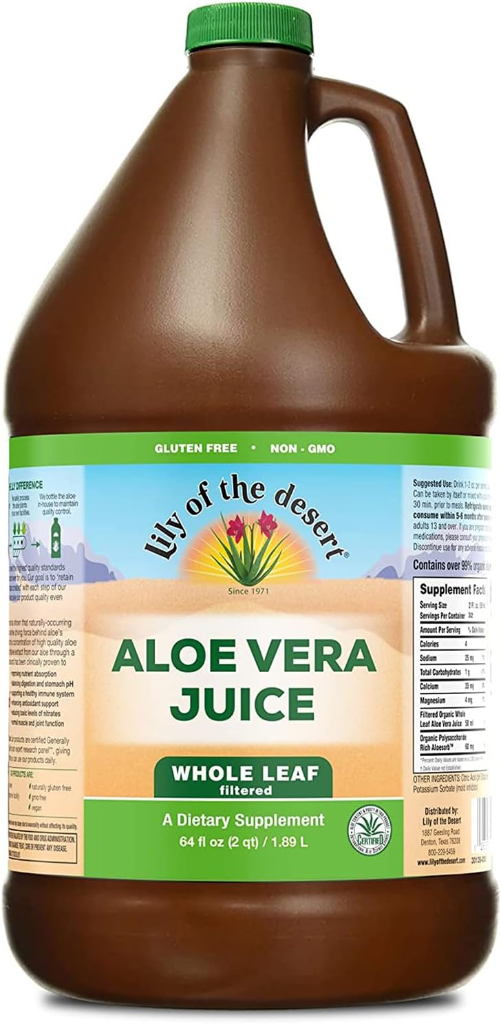Lily Of The Desert Aloe Vera Juice, Whole Leaf, Organically Grown, Non-GMO, 64 Fl Oz