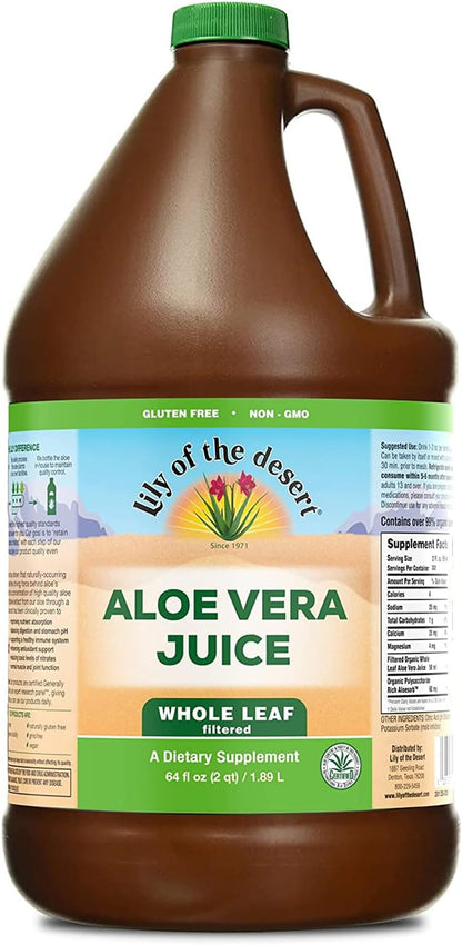 Lily Of The Desert Aloe Vera Juice, Whole Leaf, Organically Grown, Non-GMO, 64 Fl Oz