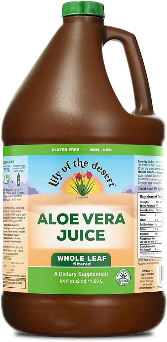 Lily Of The Desert Aloe Vera Juice, Whole Leaf, Organically Grown, Non-GMO, 64 Fl Oz