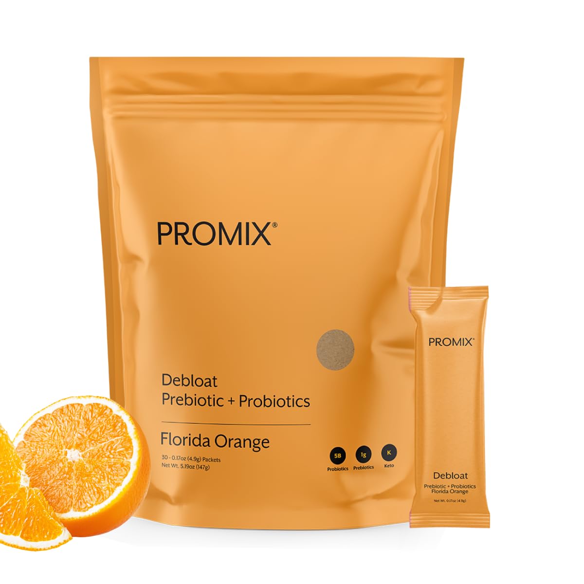 ProMix Nutrition Debloat Prebiotics and Probiotics with Baobab - Rich in Vitamin C, Bloating Relief, Immune Support - Orange - 30 Servings (Pack of 30)