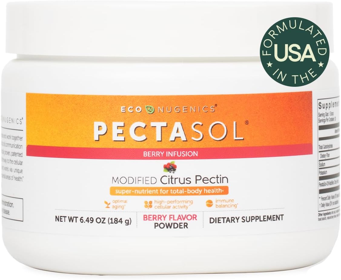 EcoNugenics PectaSol Modified Citrus Pectin – 184g Berry Powder – Total-Body Health Supplement to Support Immune System, Inflammation Response & Healthy Aging + Maintain Healthy Galectin-3 Levels