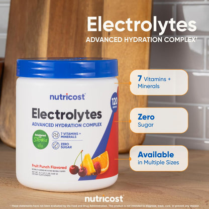 Nutricost Electrolyte Complex Powder (120 Servings, Fruit Punch) | Hydration Supplement Drink Mix with Vitamins and Minerals