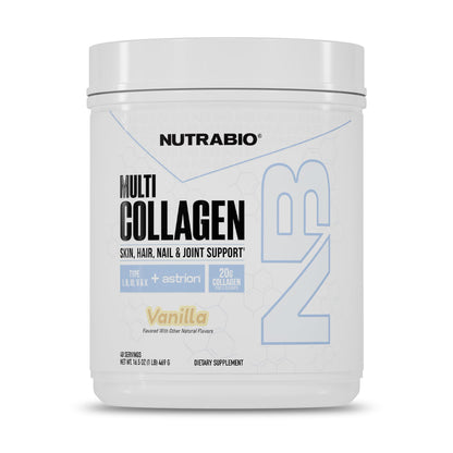 NutraBio Multi Collagen Powder - Hydrolyzed Collagen Peptides for Glowing Hair & Skin - Grass-Fed - Collagen Powder for Women and Men - 40 Servings- Unflavored
