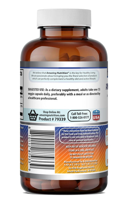 Amazing Formulas Vitamin D3 5000 IU with Vitamin K2 100 Mcg| 250 Veggie Capsules | D3 + K2 Complex | Non-GMO | Gluten Free | Made in USA