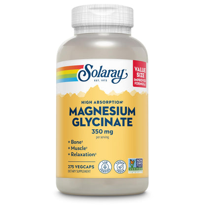 SOLARAY Enhanced Absorption Magnesium Glycinate 350 mg, 120 VegCaps