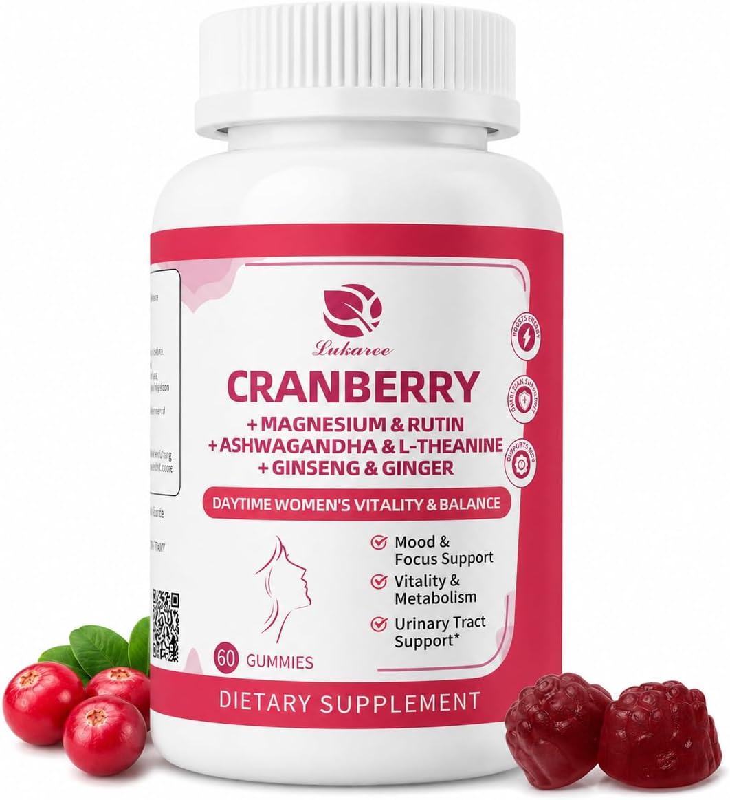 2 Pack Cranberry Gummies -Urinary Tract Health and Kidney Cleanse | High Absorption Formula with Ashwagandha, Selenium 363% DV, Ginseng&VB for Daily Antioxidant &Vitality Support-120 Gummies