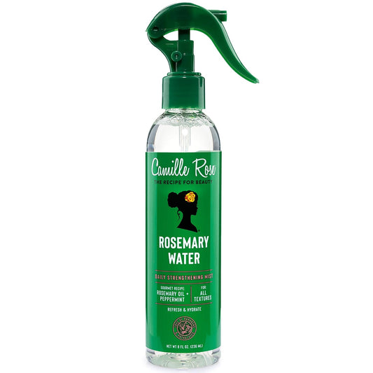 Camille Rose Rosemary Water, Daily Hair Strengthening Mist – Hydrating Refresher Spray with Rosemary Oil, Peppermint & Aloe Vera, 8 Oz Ea