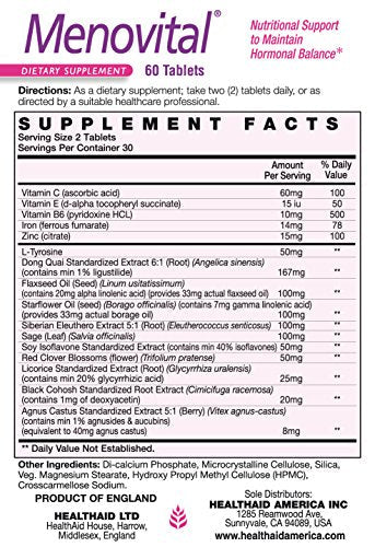 Menovital Nutritional Support to Maintain Hormonal Balance, 60 CT, Twice Daily, Helps Nutritional Support
