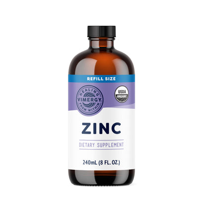 VIMERGY USDA Organic Zinc Supplements for Women & Men (7.5mg Liquid Zinc Per Serving) Fast-Absorbing Immune Support, Promotes Healthy Bones & Skin, Vegan, Up to 57 Servings (115 mL)