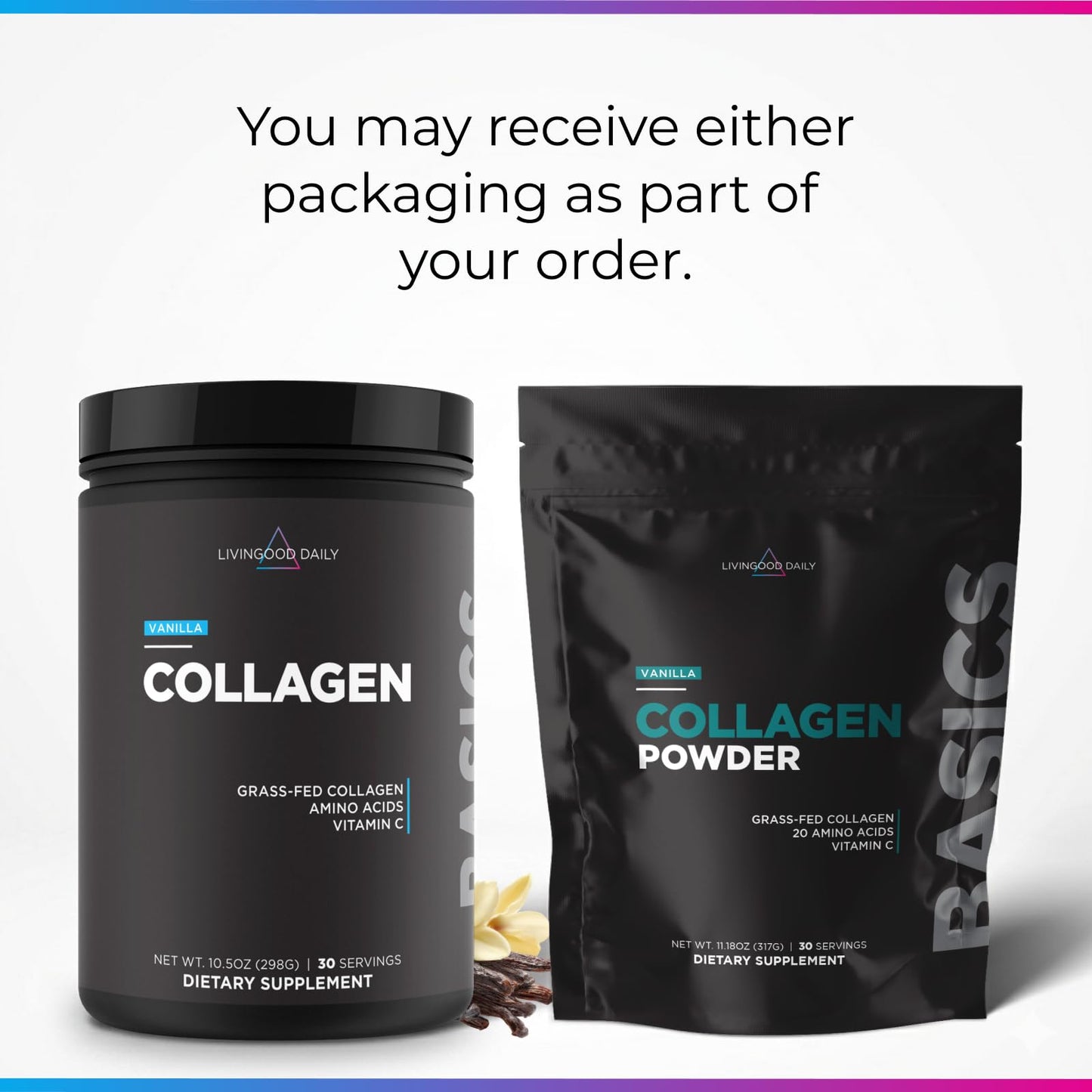 Livingood Daily Vanilla Collagen Powder for Women & Men, Hydrolyzed Collagen Peptides Powder with Vitamin C, Protein with 20 Amino Acids, Type I & III, Grass Fed, Keto, Paleo, Gluten Free, 30 Srvgs