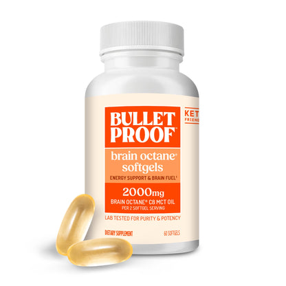 Bulletproof Brain Octane Softgels, 60 Count, Pure C8 MCT Oil for Sustained Energy