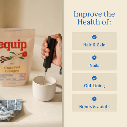 Equip Foods Grass Fed Collagen Powder | Hydrolyzed Bovine Collagen Peptides with Amino Acids | Prime Beef Collagen for Healthy Joints, Skin & Nails | Non-GMO, Paleo Friendly | 30 Servings, Unflavored