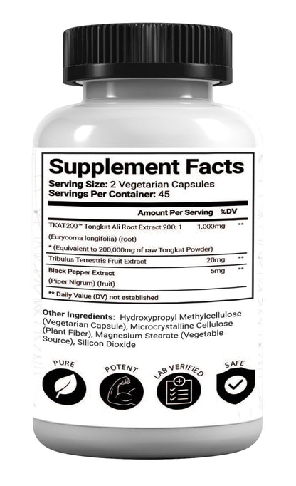 Research Labs Longjack Tongkat Ali Extract Capsules - Highly Concentrated Potent Extract | Strength, Drive, Performance & Muscle Mass