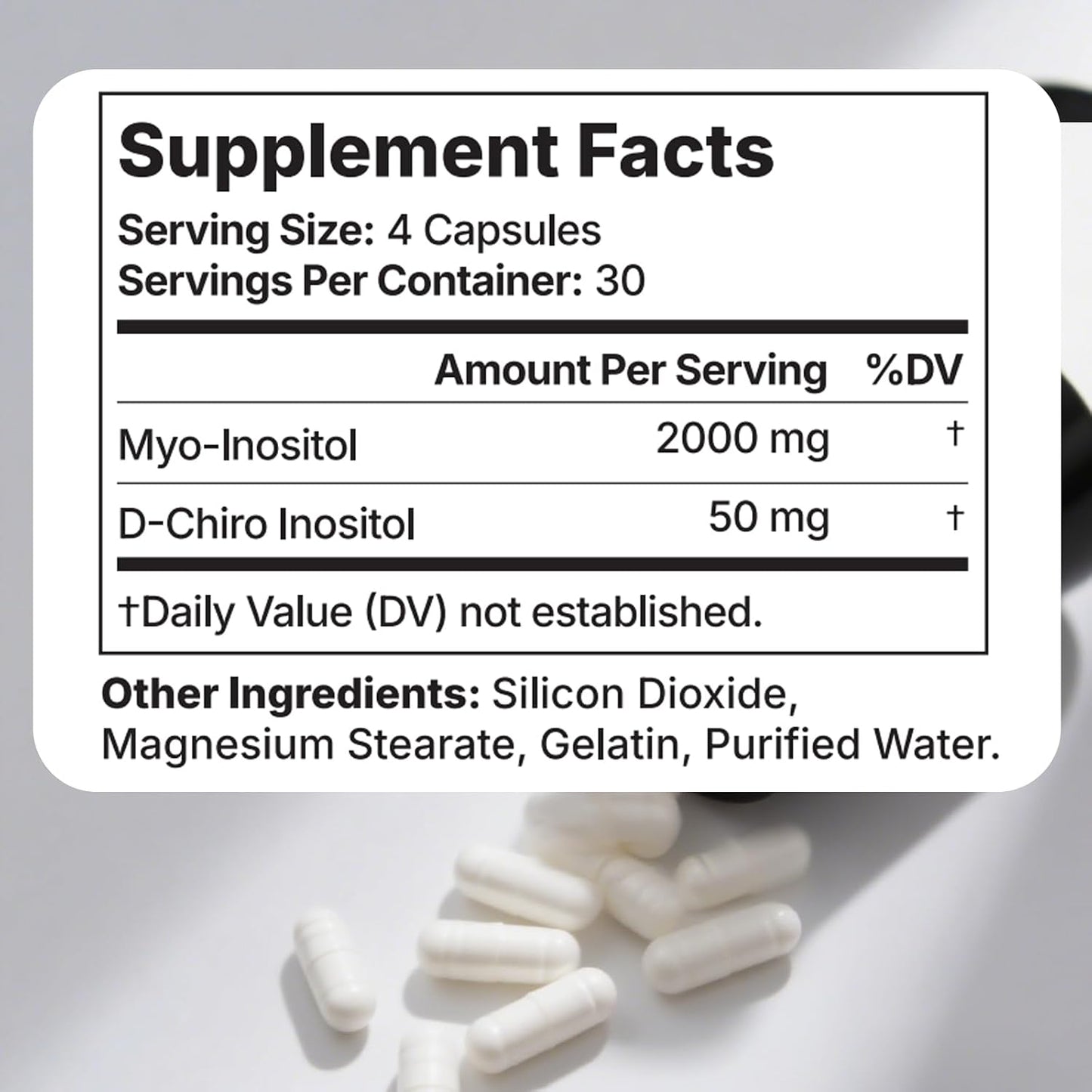 Myo-Inositol & D-Chiro Inositol Supplement for Women - Hormonal Balance, Menstrual Support & Ovarian Health - Ideal 40:1 Ratio - 120 Capsules