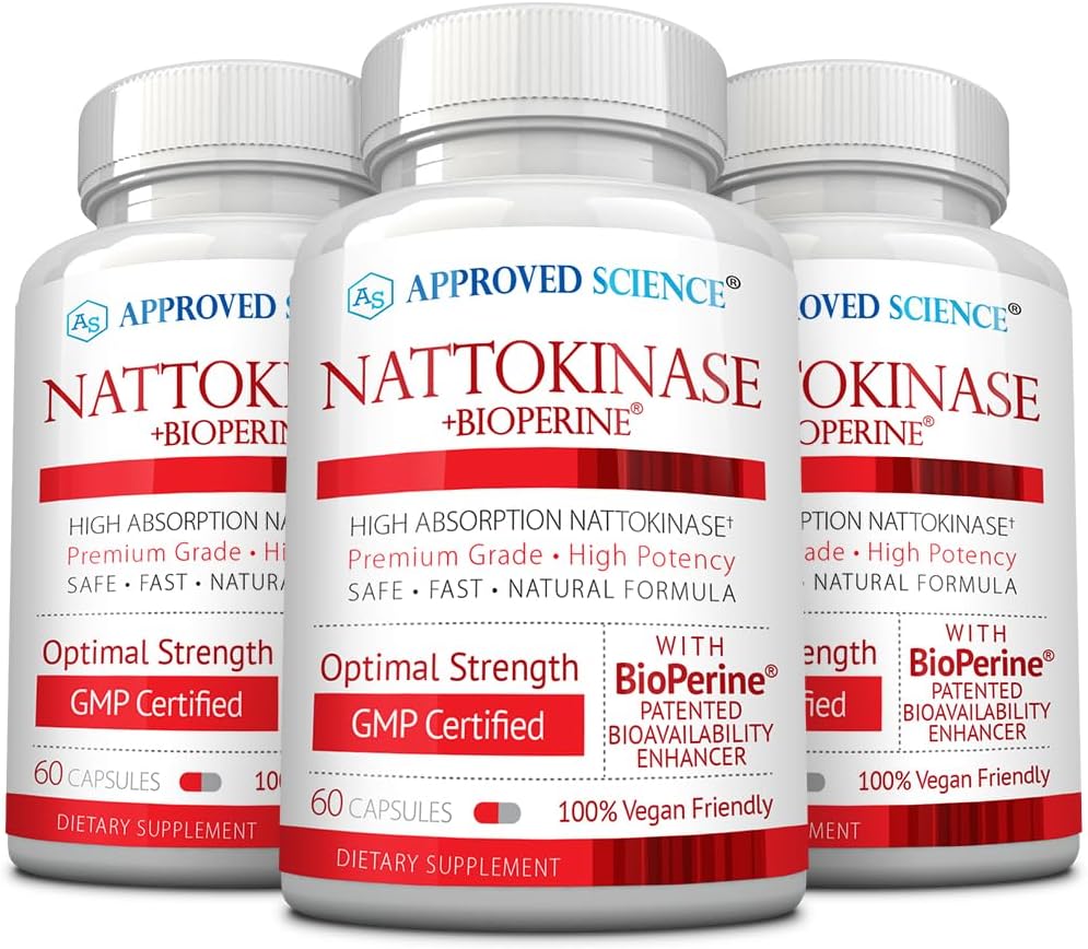 Approved Science Nattokinase - 4,000 FU - 200 mg - Free of Vitamin K2 - Contains BioPerine - One Month Supply - Vegan, Non-GMO - 180 Capsules