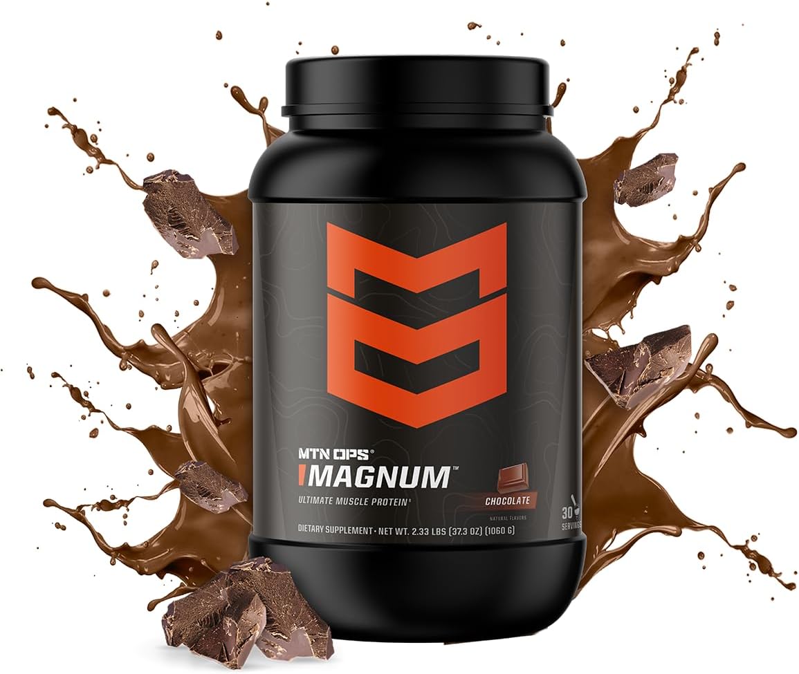 MTN OPS Magnum Protein Powder 23g Protein per Serving Whey Protein Blend with BCAAs Low Sugar Gluten Free 30 Servings Chocolate