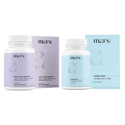 mars by GHC Growth Max Combo | Nitric Oxide Capsules + SurgeMax Capsules | Performance & Vitality Support | 120 Capsules | Pack of 1