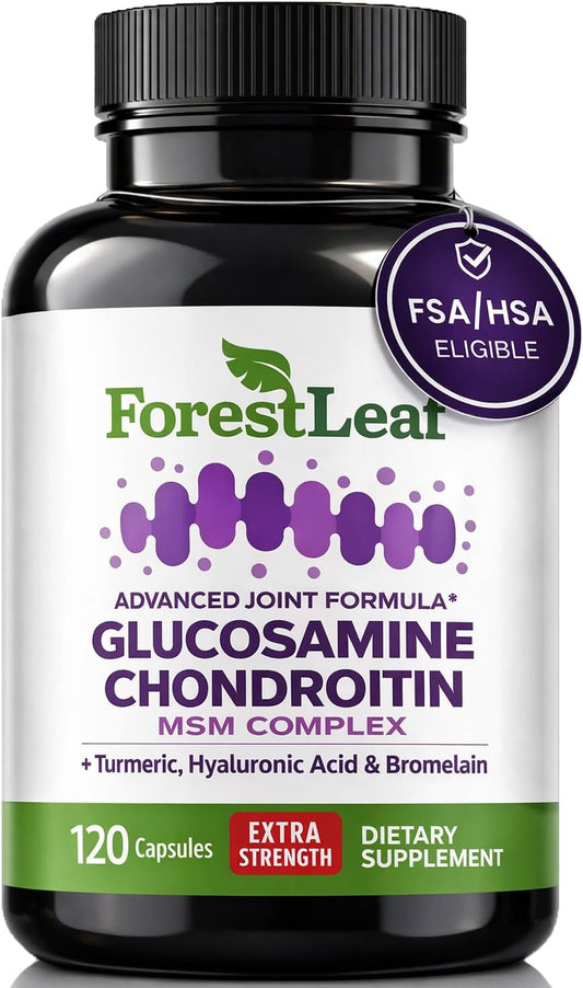 ForestLeaf Glucosamine Chondroitin MSM Joint Supplement Complex - 1200mg - 120 Caps