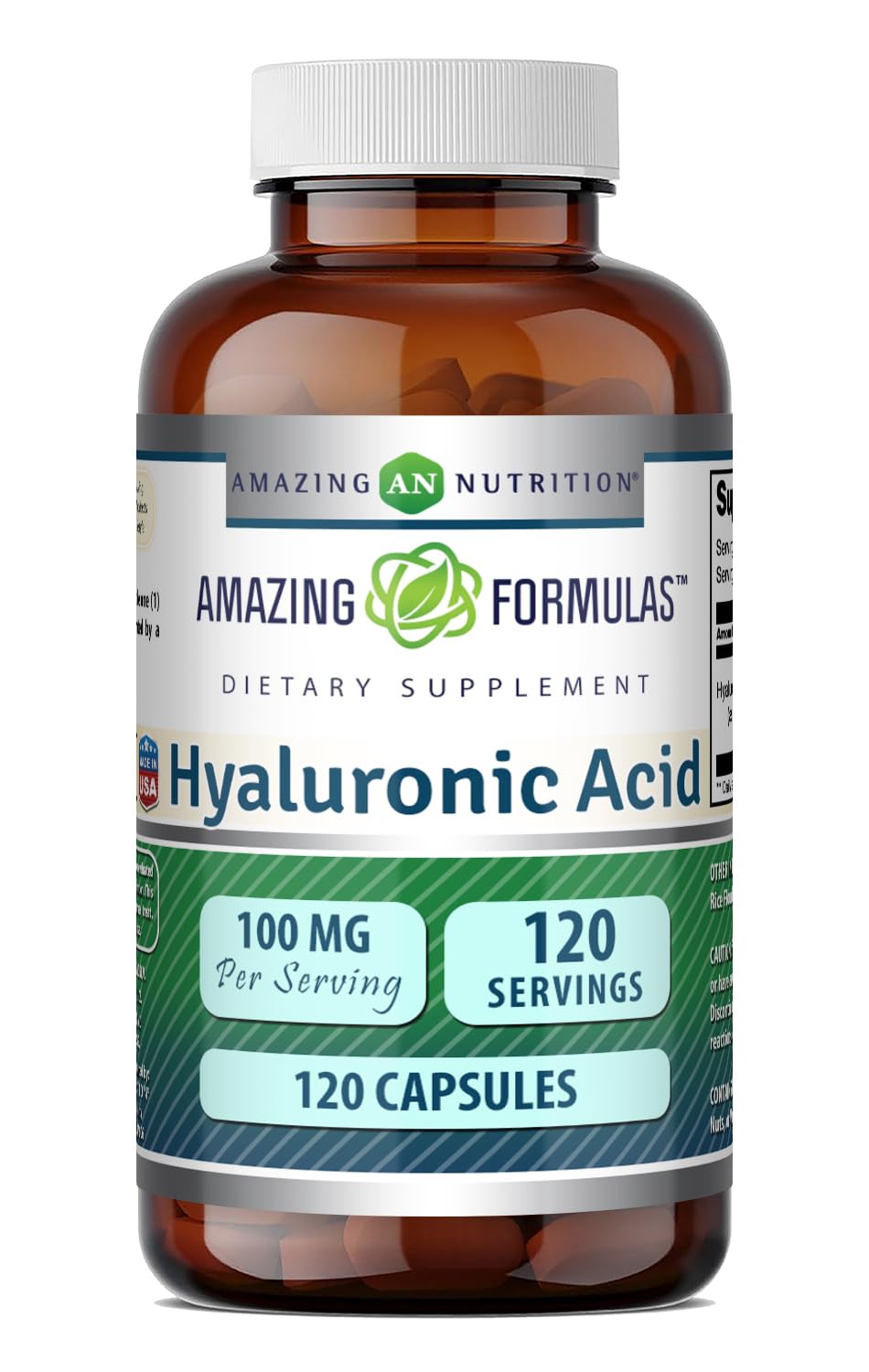 Amazing Formulas Hyaluronic Acid 100 Mg Supplement | Capsules | Non-GMO | Gluten-Free | Made in USA (1 Pack, 360 Count)