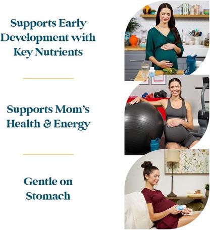 Pattern Wellness Prenatal Complex for Women – Prenatal Vitamin with DHA, Folate, Iron, Probiotics & Biotin – Support from Preconception to Postpartum - 90 Capsules