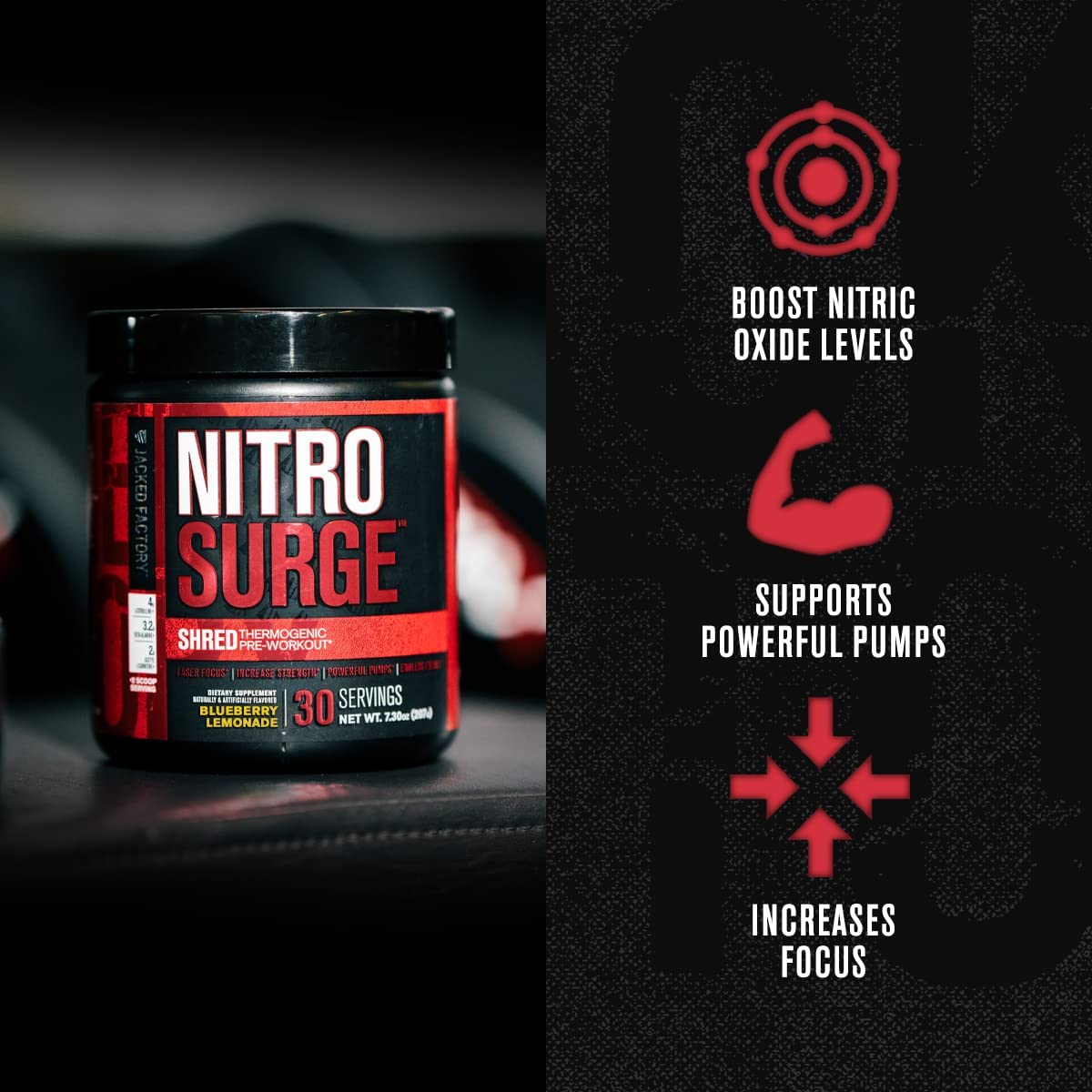 Jacked Factory NITROSURGE Shred Pre Workout Supplement - Energy