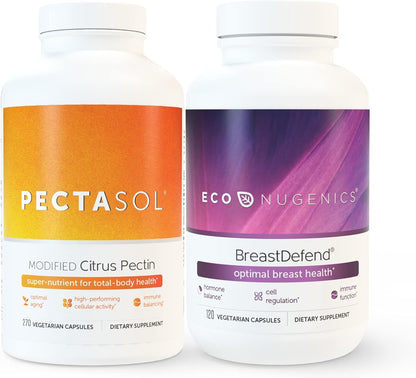Ultimate Breast Health Supplement Bundle Including ecoNugenics BreastDefend and Pectasol-C Modified Citrus Pectin - DIM for Breast Support, Estrogen Hormone Balance, Cellular & Immune Health Support