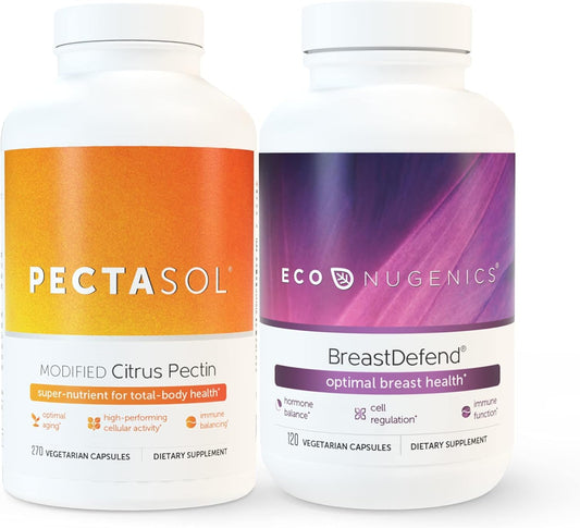 Ultimate Breast Health Supplement Bundle Including ecoNugenics BreastDefend and Pectasol-C Modified Citrus Pectin - DIM for Breast Support, Estrogen Hormone Balance, Cellular & Immune Health Support