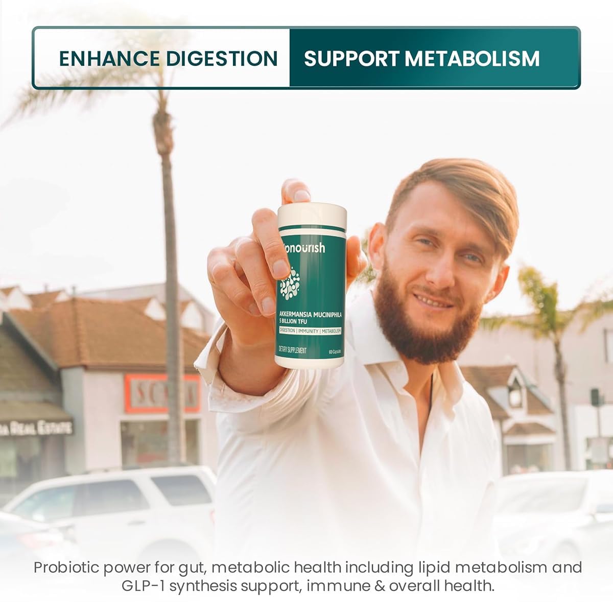 UpNourish Probiotics - 200 Billion CFUs for Men and Women, 15 Clinically Studied Strains, Prebiotics & Enzymes - 60 Vegan Capsules