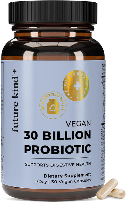 Future Kind Vegan Probiotics for Women and Men - 30 Billion CFUs Probiotics for Digestive Support (30 Adult Probiotic Capsules) No GMOs, Daily Probiotic Supplements from 42 Fruits & Vegetables