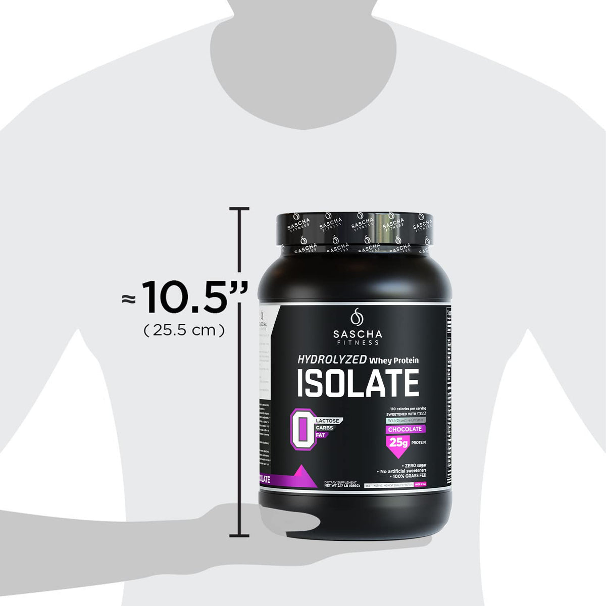 SASCHA FITNESS Hydrolyzed Whey Protein Isolate,100% Grass-Fed (2 Pound,Chocolate)