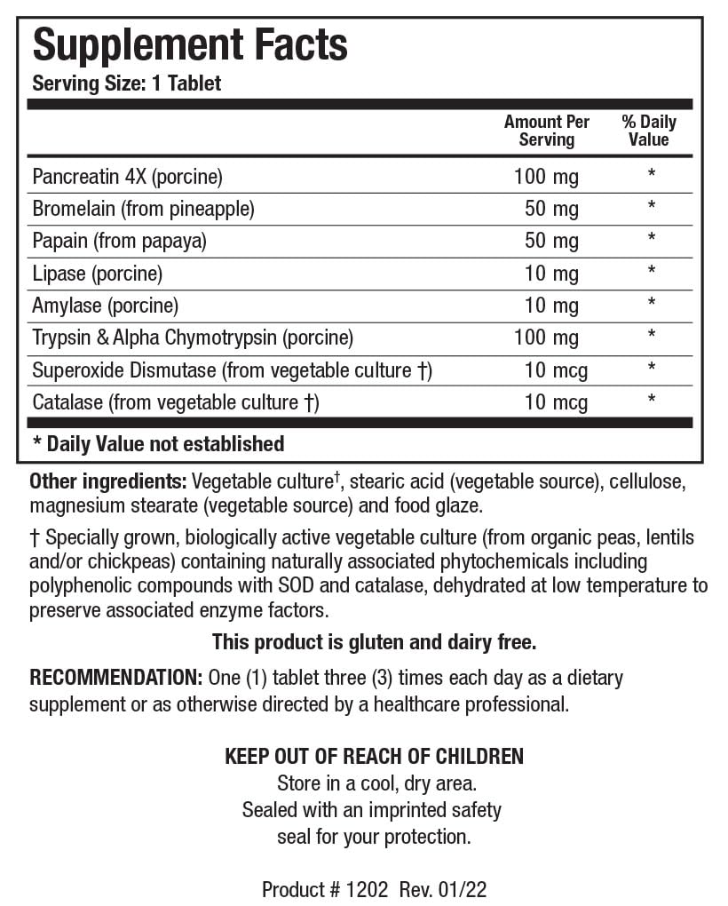 Biotics Research Intenzyme Forte™ Proteolytic Pancreatic Enzymes, Pancreatin, Bromelain, Papain, Lipase, Amylase–Supplement Supports Healthy Protein Digestion–Immune & Circulatory Function 100 Tablets