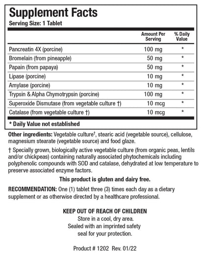Biotics Research Intenzyme Forte™ Proteolytic Pancreatic Enzymes, Pancreatin, Bromelain, Papain, Lipase, Amylase–Supplement Supports Healthy Protein Digestion–Immune & Circulatory Function 100 Tablets