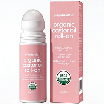 Organic Castor Oil Roll On - Extra Virgin, Unrefined & Hexane-free (3oz)