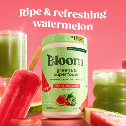 Bloom Nutrition Superfood Greens Powder, Berry, 30 Servings | Digestive Enzymes with Probiotics and Prebiotics, Gut Health, Bloating Relief for Women, Chlorella, Green Juice Mix
