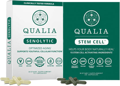 Qualia Senolytic & Qualia Stem Cell | Advanced Cellular Renewal System | Supports Healthy Aging Repair & Rejuvenation | 1-Month Supply Bundle