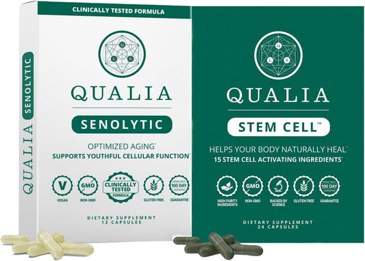 Qualia Senolytic & Qualia Stem Cell | Advanced Cellular Renewal System | Supports Healthy Aging Repair & Rejuvenation | 1-Month Supply Bundle