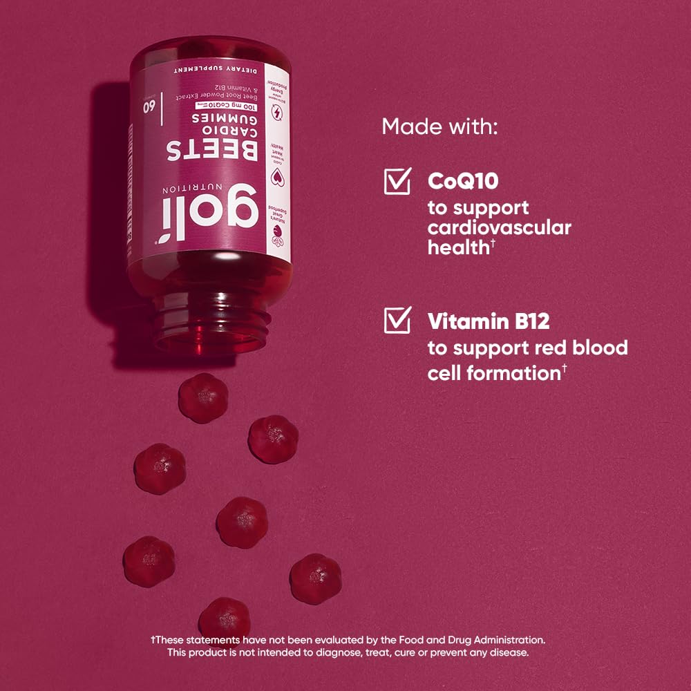 Goli Nutritional Supplement, Beets Cardio Gummy - 60 Count - CoQ10 & Beet Root Extract