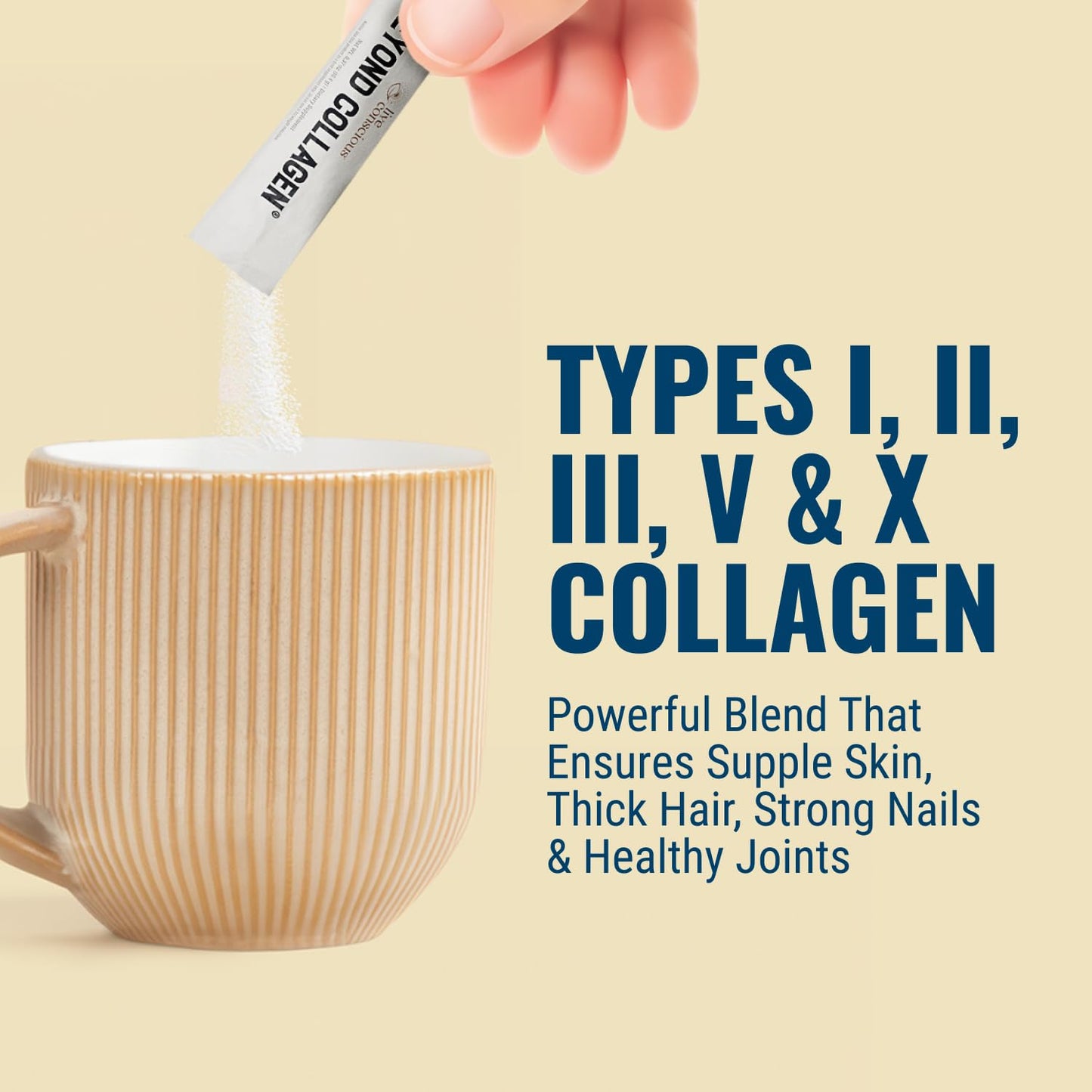 Live Conscious Collagen Peptides Powder - Naturally-Sourced Hydrolyzed Collagen Powder - Hair, Skin, Nail, and Joint Support - Type I & III Grass-Fed Collagen Supplements for Women and Men - 16oz