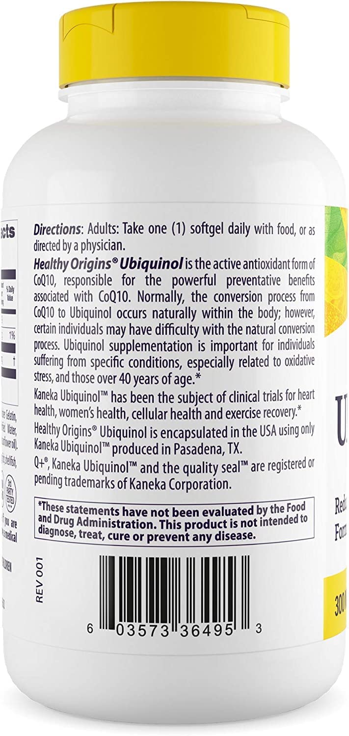 Healthy Origins Ubiquinol (Active Form of CoQ10), 300 mg - Activated Form of CoQ10