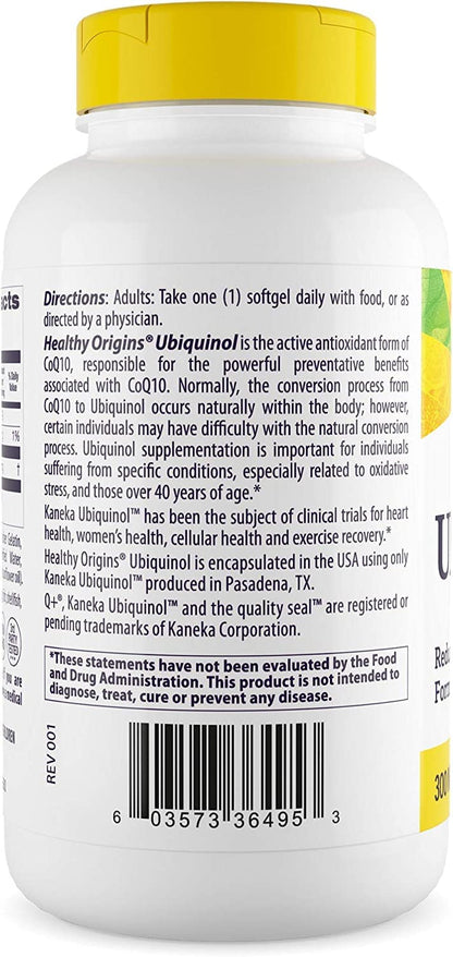 Healthy Origins Ubiquinol (Active Form of CoQ10), 300 mg - Activated Form of CoQ10